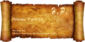 Havay Patrik névjegykártya